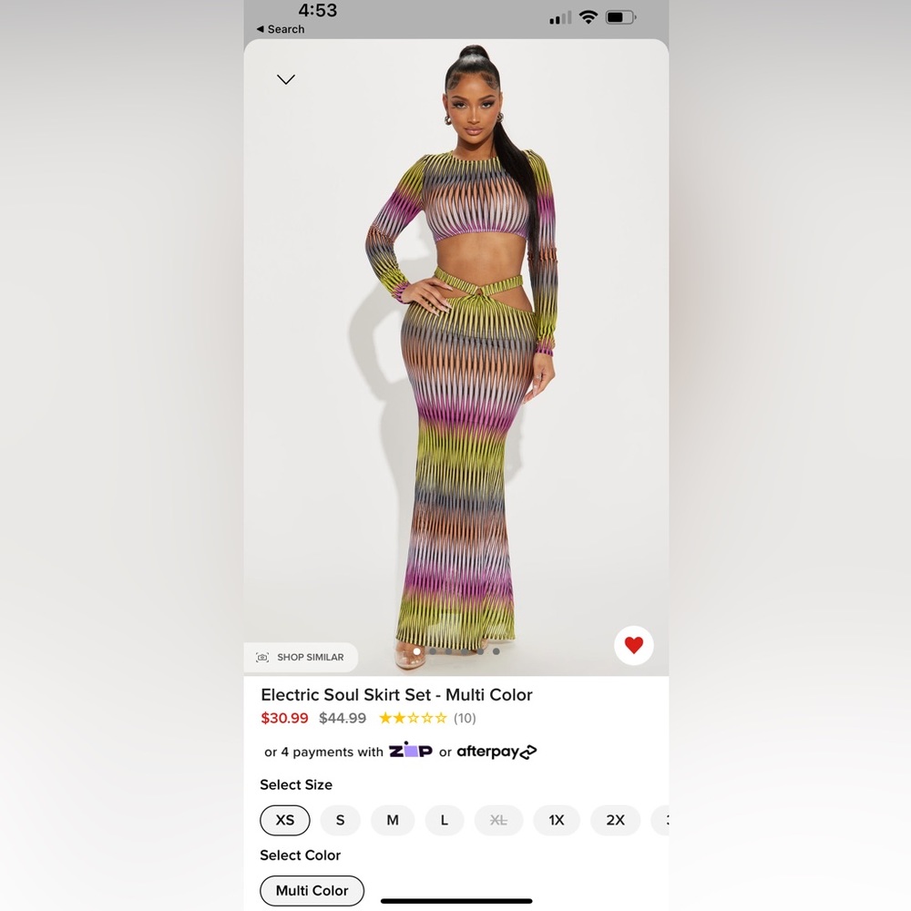 Fashion Nova Electric 2 piece set. Size 2X.